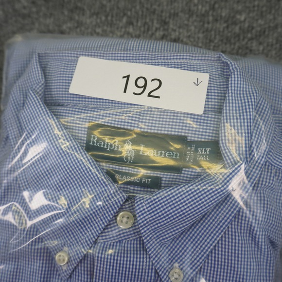 Ralph Lauren Button Down Shirt Mens XLT Blue Gingham Classic Fit Long Sleeve - Picture 11 of 11